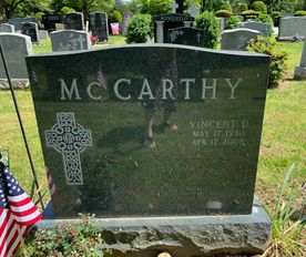 dark polished granite headstone in westwood cemetery in Northern NJ